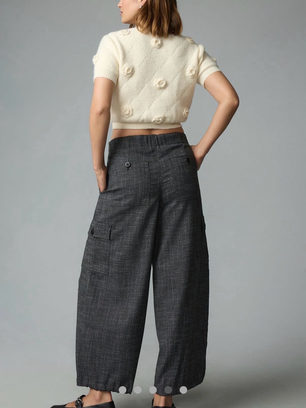 Anthropologie Lightweight Tweed Parachute Pants - Dark Gray M - Picture 4 of 5